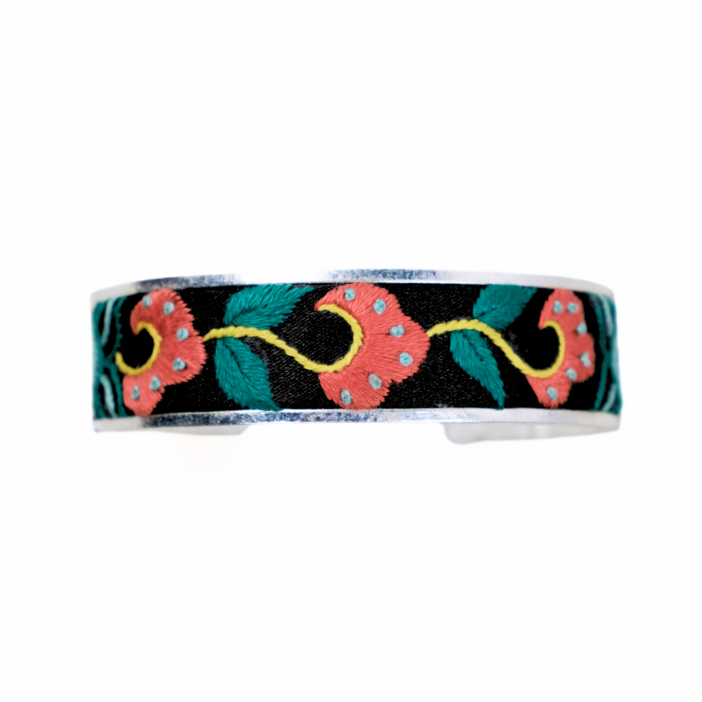 云卷花开Flame Bloom · Handcrafted Qiang Silver Bracelet – Ethnic Embroidery Jewelry with Tribal Symbolism
