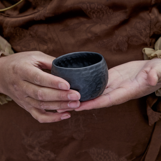 Qonga Heaven & Earth — Handmade Black Clay Fortune Cups (Set of 2)Oriental Teaware Gift