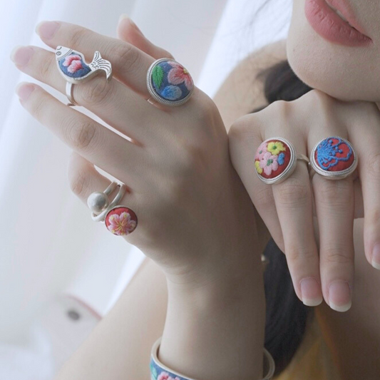 QONGA Qiang Embroidery Ring · A Heritage Woven in Threads