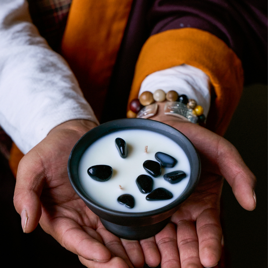 Qonga Amber Sutra -- Highland Handcrafted Black Pottery Incense Vessel