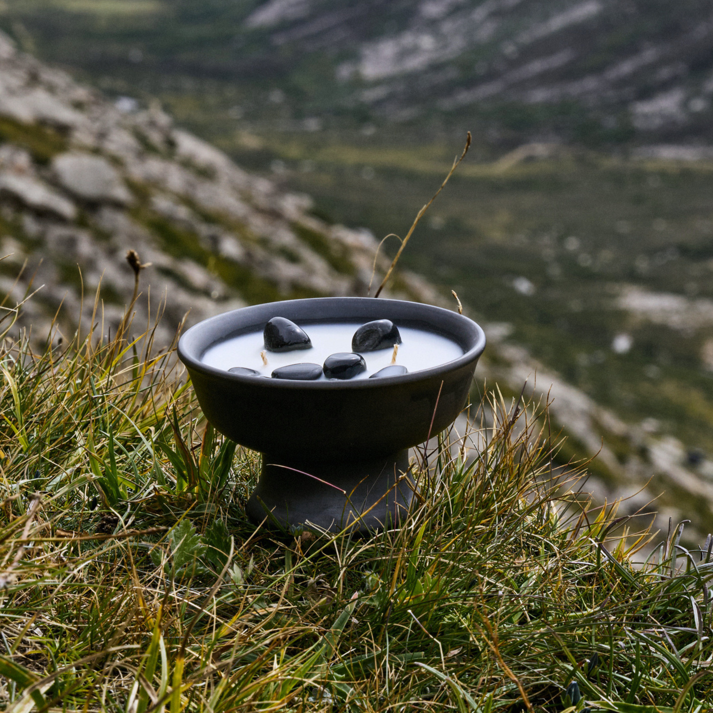 Qonga Amber Sutra -- Highland Handcrafted Black Pottery Incense Vessel