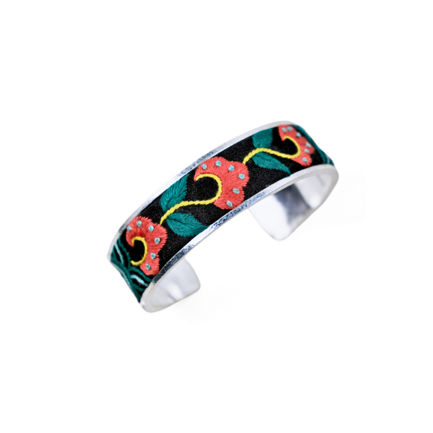 云卷花开Flame Bloom · Handcrafted Qiang Silver Bracelet – Ethnic Embroidery Jewelry with Tribal Symbolism