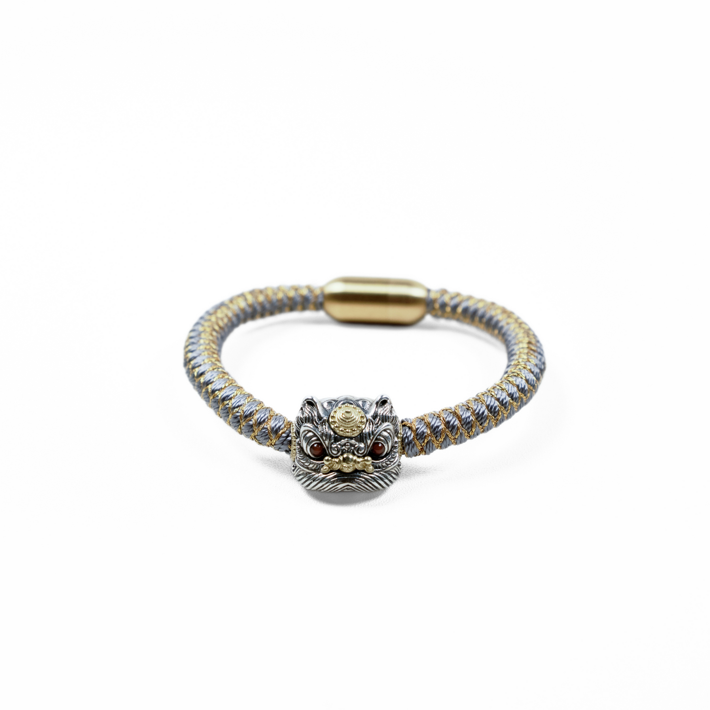 醒狮手链Tibetan Lion Bracelet - 925 Silver - Black Cord