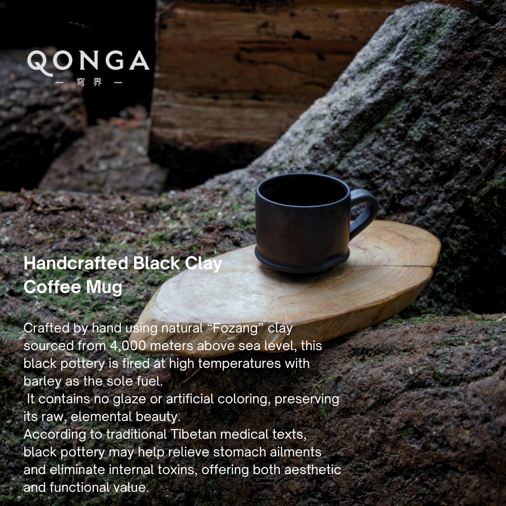 Qonga Hand-Pinched Black Pottery Coffee Cup  Everyday calm shaped by hand