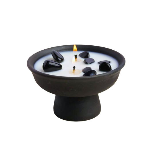 Qonga Amber Sutra -- Highland Handcrafted Black Pottery Incense Vessel