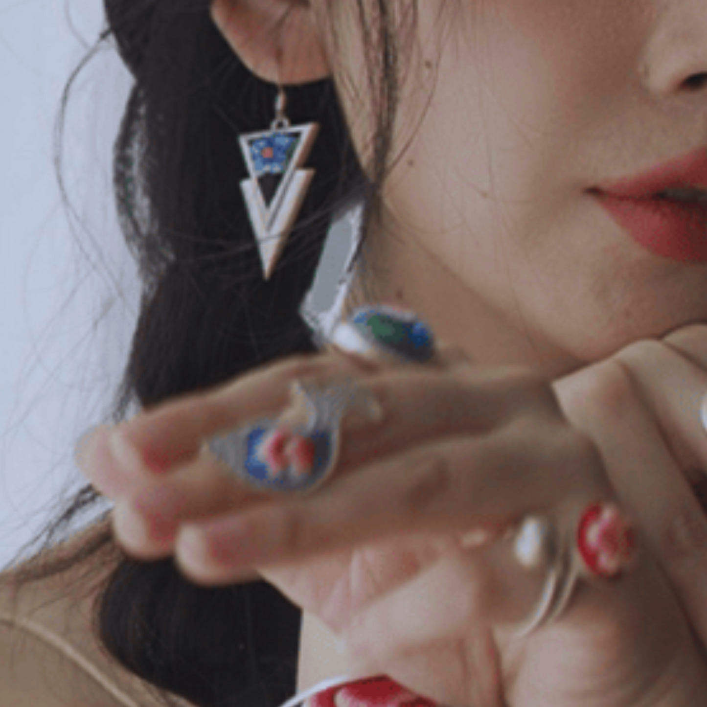 Qonga Qiang Highland Hand-Embroidered Earrings