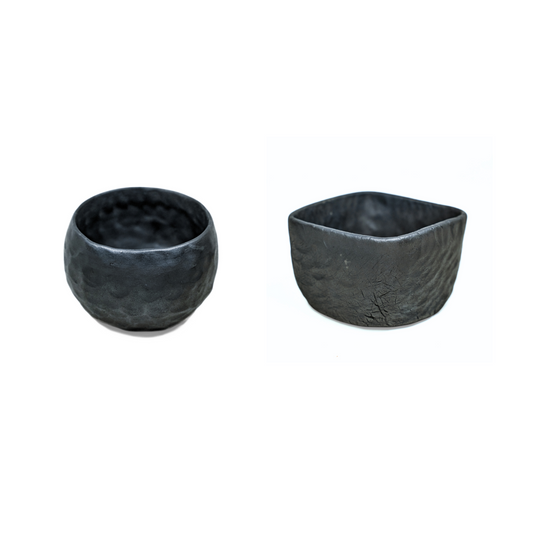 Heaven & Earth — Handmade Black Clay Fortune Cups (Set of 2)Oriental Teaware Gift