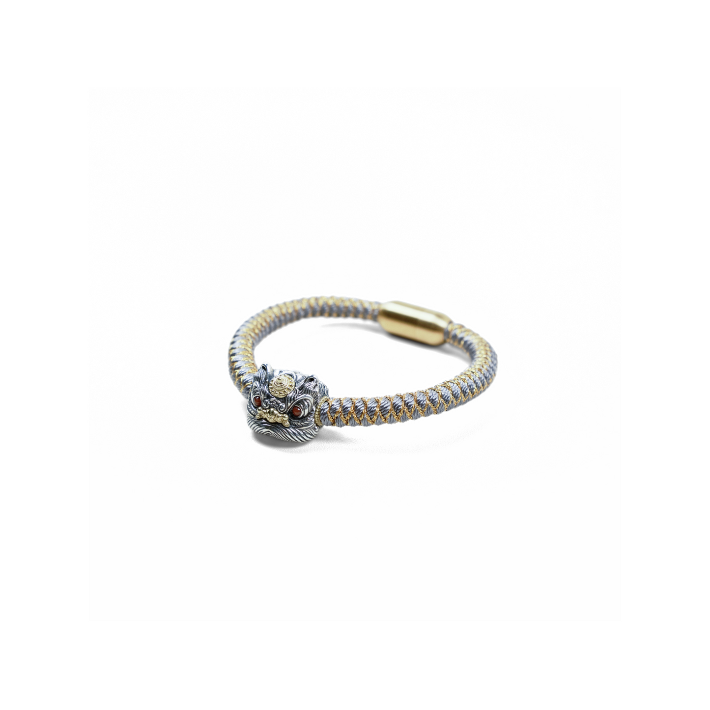 醒狮手链Tibetan Lion Bracelet - 925 Silver - Black Cord